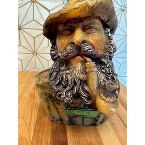 Vintage Bearded Man Candle | Pipe Smoker Wax Figure‎ | Folk Art Decor